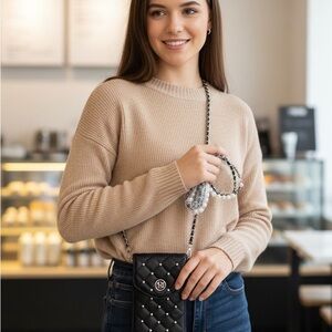 Black Quilted Badgley Mischka Crossbody Bag